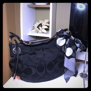 Vintage Coach Signature Black Hobo Handbag